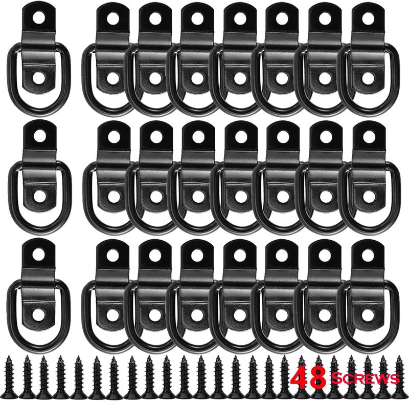 VEEBELL 24 Pack D Rings Tie Down Anchors Hooks Heavy Duty 1/4" Trailer Anchor Lashing Rings 2400 lbs for Trailer Truck Bed Cargo Bracket Enclosed Points Pickup Camper Tie Down Straps - Image 1